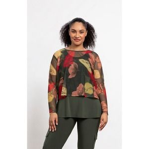 Sympli Women's Floral Camo Mesh Cropped Top Size 8 NWT